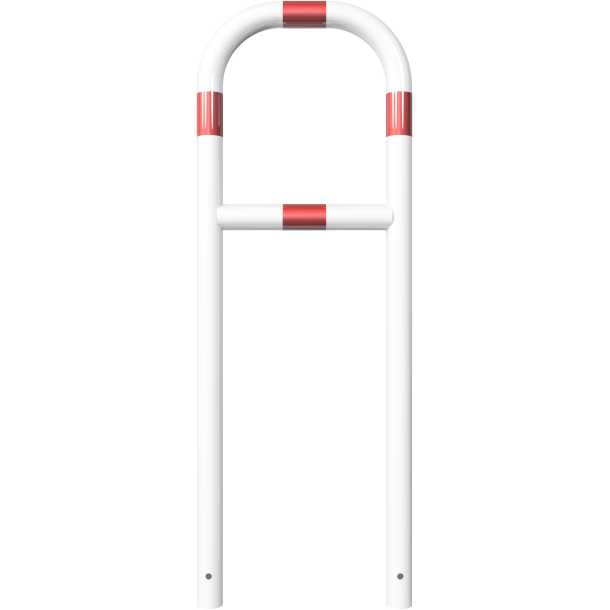 Protective bar made of steel tubing |  60 x 2.5 mm | with crossbar | total width: 500 mm | total height: 1400 mm | hot-dip galvanized and white coatedwith red reflecting stripes